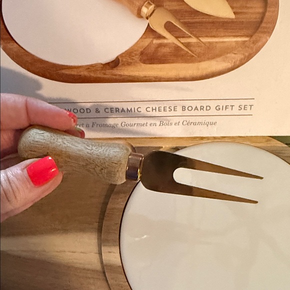Gourmet Wood & Ceramic Cheese Board Gift Set - Picture 2 of 2